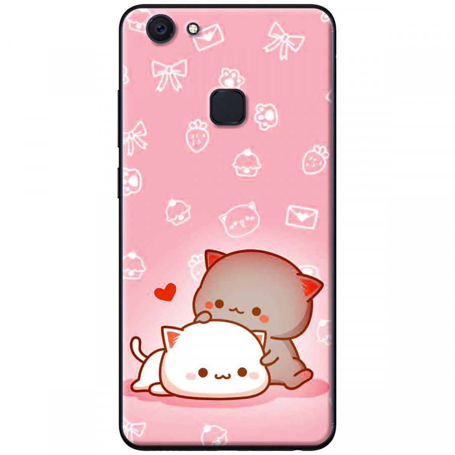 Ốp lưng dành cho Vivo V7 Plus Mèo mập nền hồng