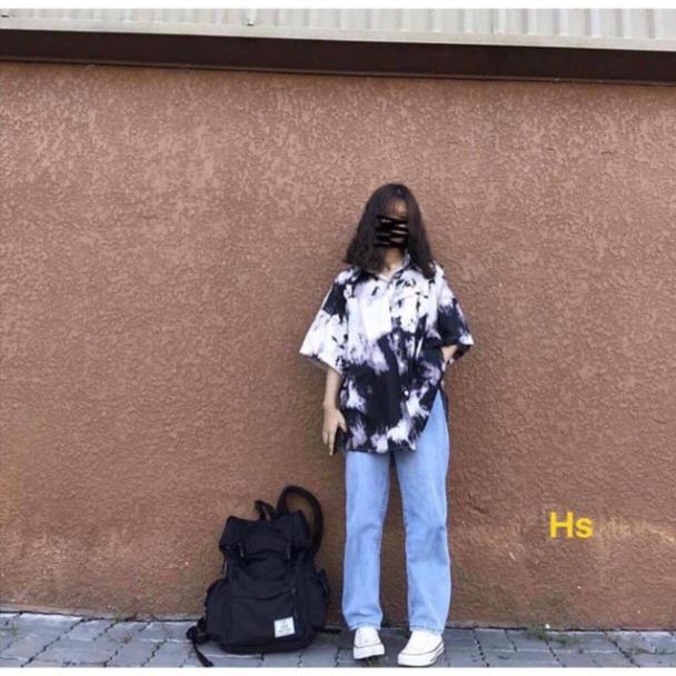 Áo sơmi loang Trắng Đen ND24