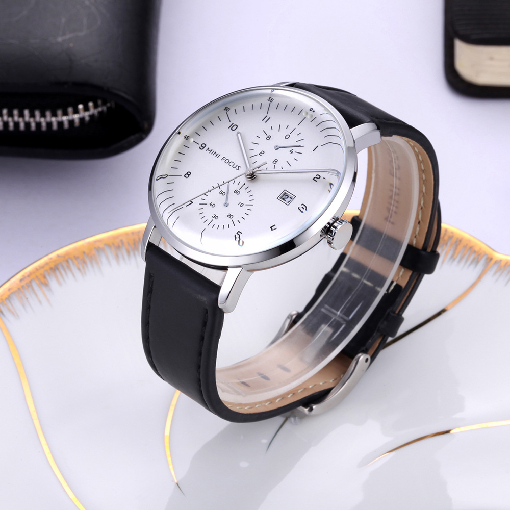 Đồng hồ nam công sở kiểu dáng thời trang Mini Focus, chống nước, có video giới thiệu | Hộp Fullbox | Hàng nhập khẩu