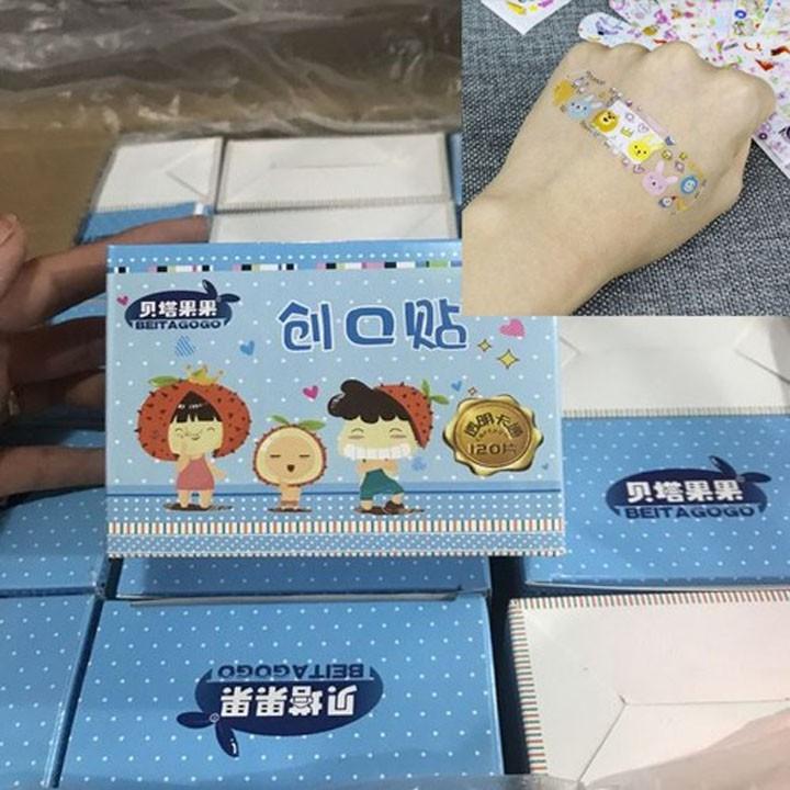 Hộp 120 miếng băng gâu hoạt hình siêu dễ thương