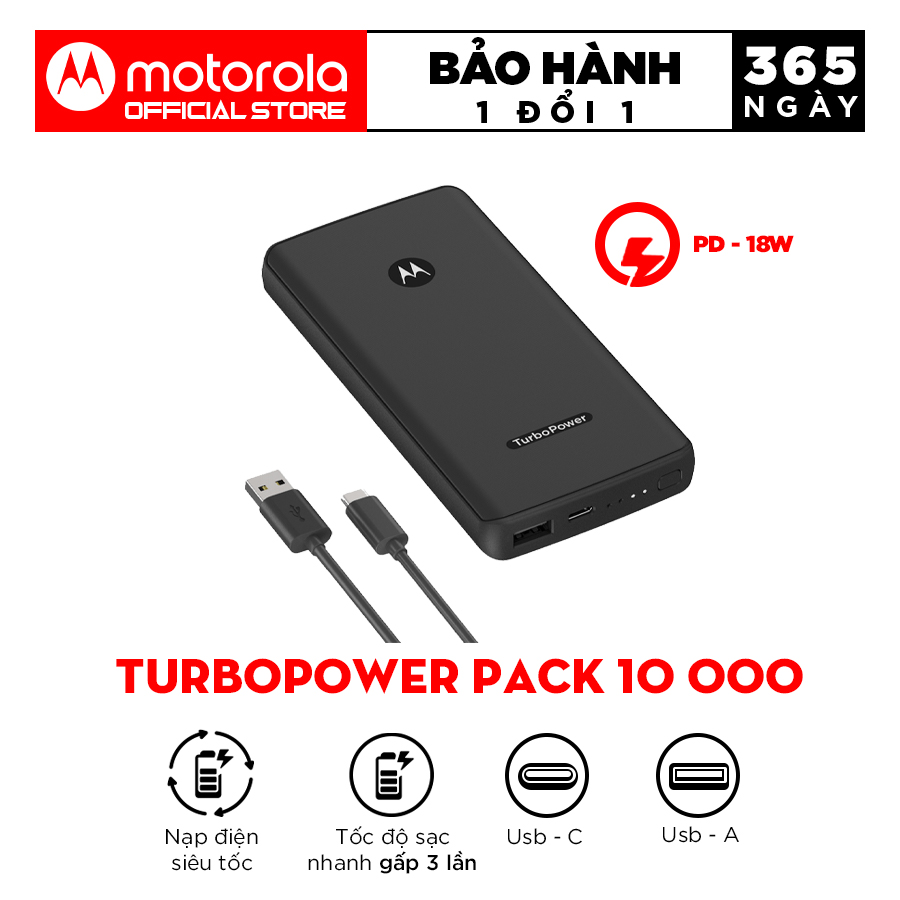 Pin sạc dự phòng TurboPower Pack 10000mah- Motorola - Hàng Chính Hãng