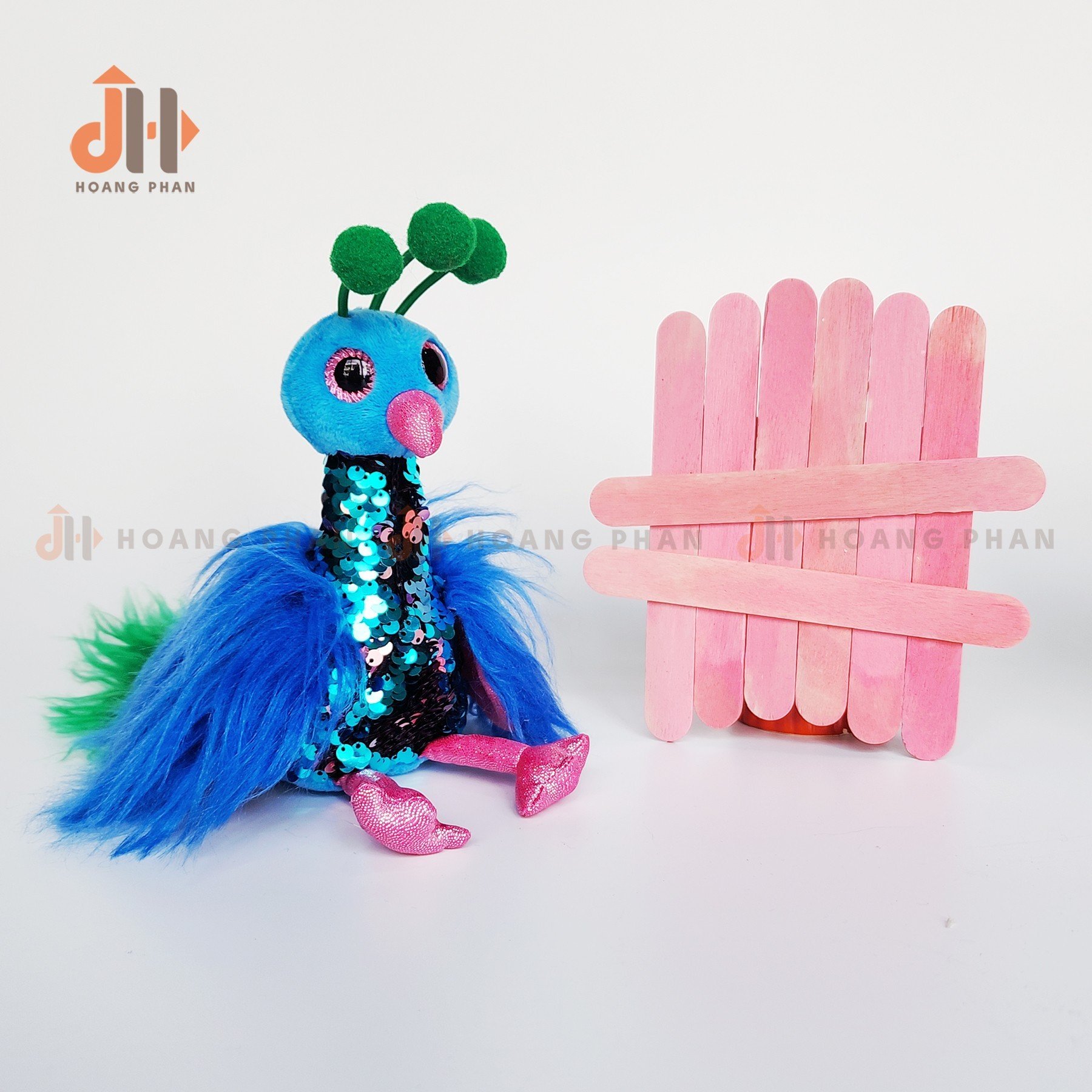 Thú Sequin nhồi bông - Chim Công xanh đính cườm lấp lánh