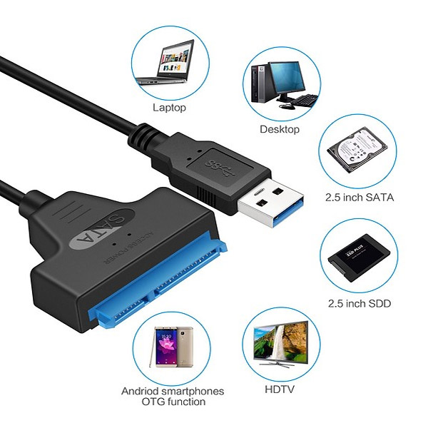 Cáp chuyển đổi kết nối ổ cứng HDD từ Usb 3.0 sang Sata 22 Pin 2.5 inch