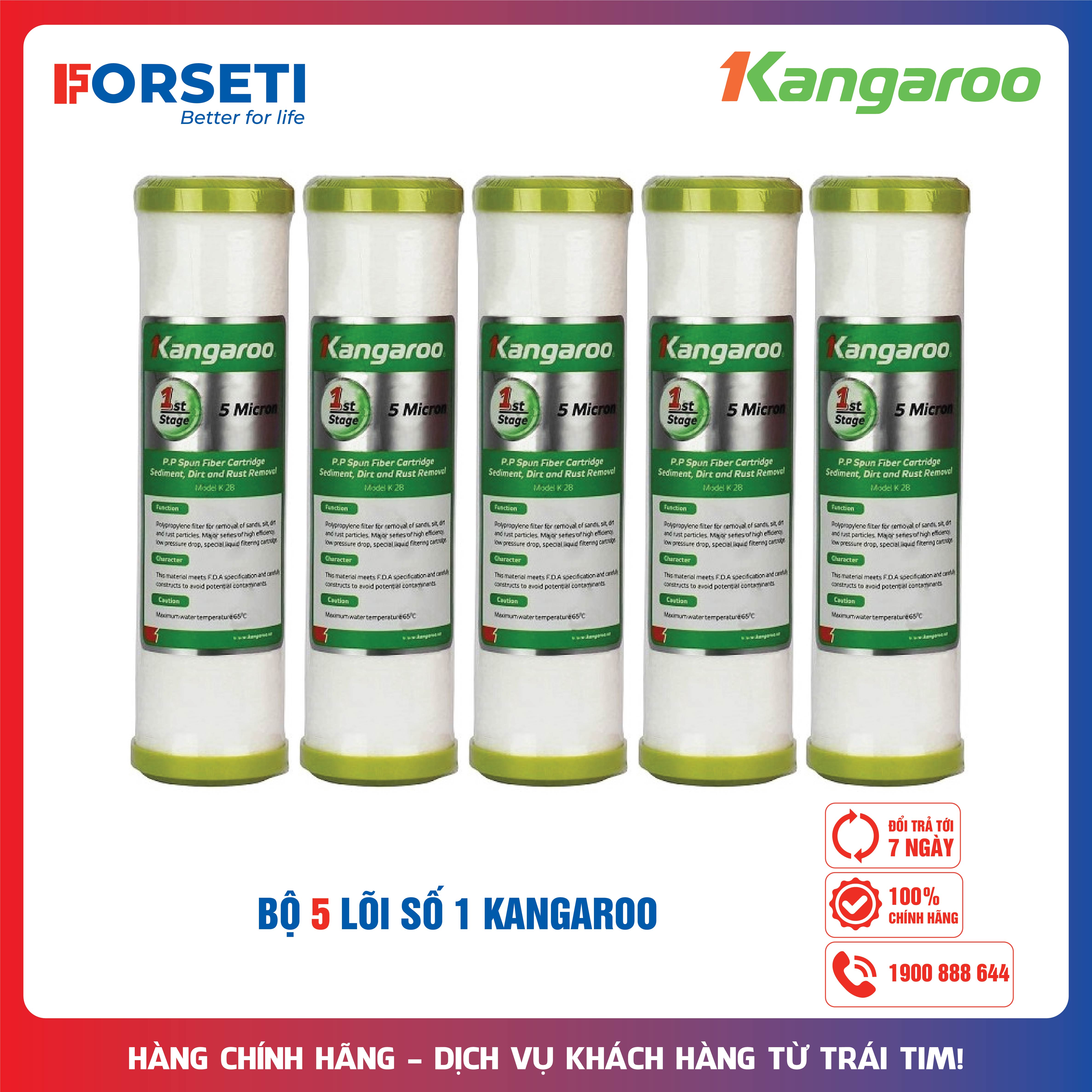 5 lõi lọc số 1 Kangaroo dùng cho các máy lọc nước - hàng chính hãng 100%