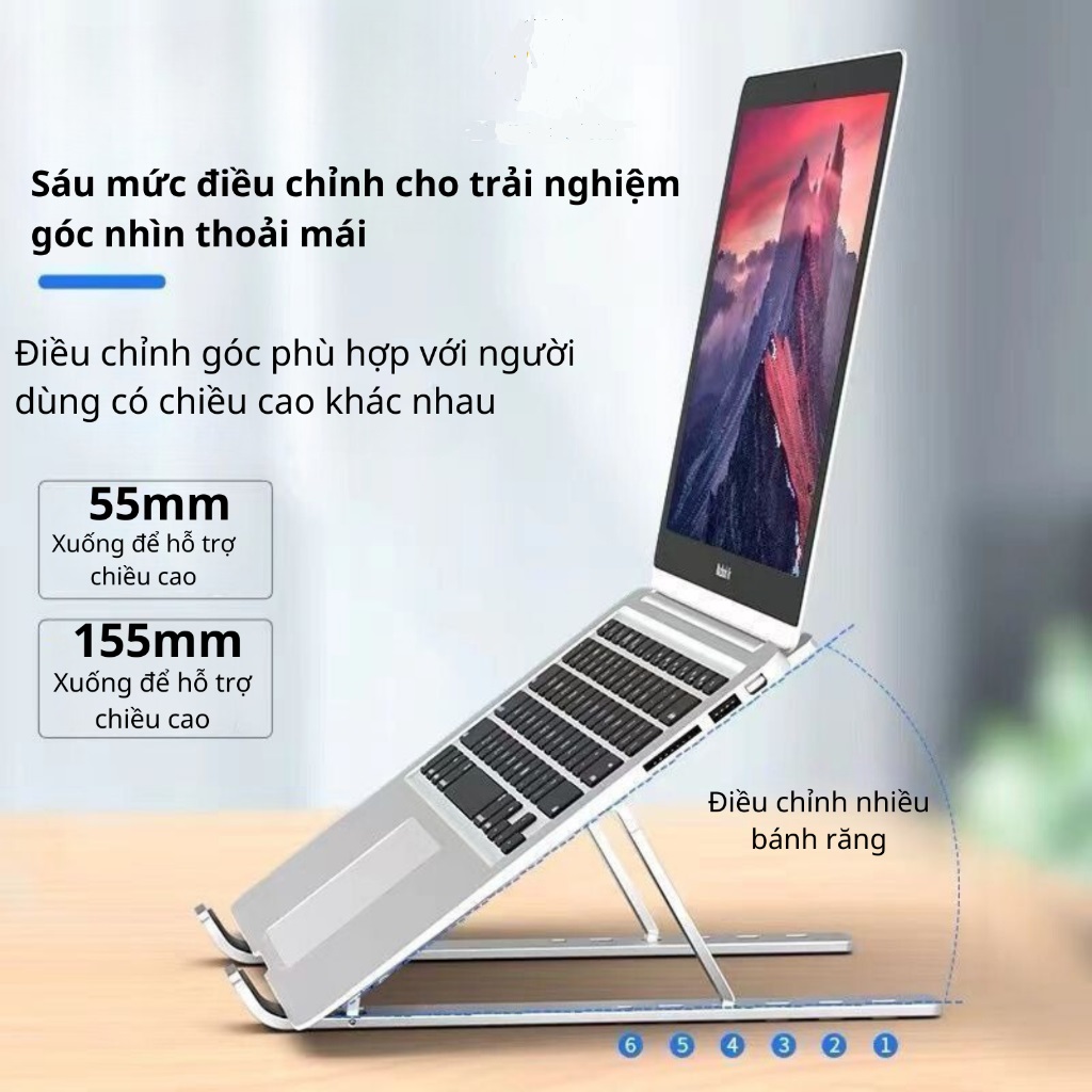 Bộ Giá Đỡ Laptop gấp gọn và quạt - Đế Kê Laptop Tản Nhiệt Có Thể Điều Chỉnh Độ Cao