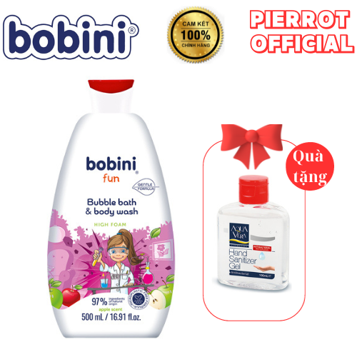 Gel tắm tạo bọt cho trẻ em Bobini Fun mềm mịn hương táo 1+ tuổi 500ML