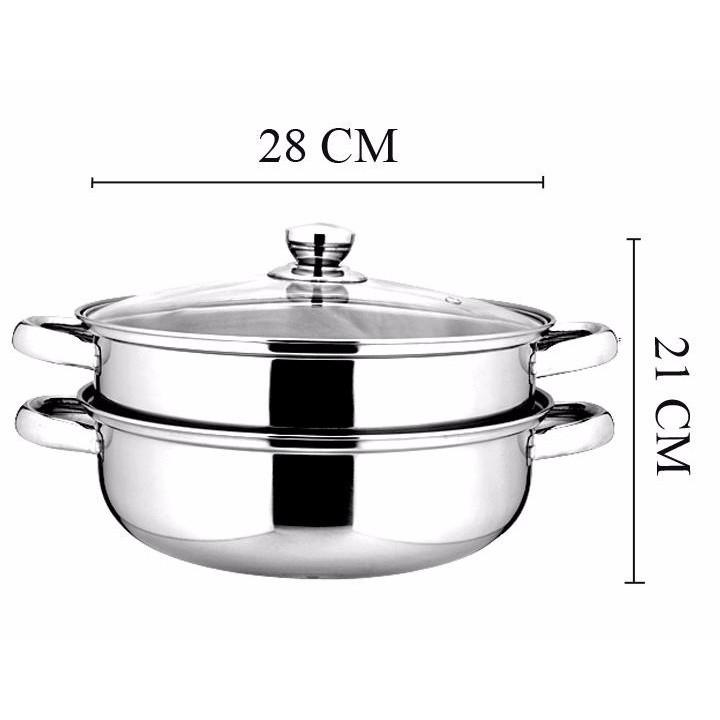 Nồi lẩu kiêm hấp inox 2 tầng đa năng