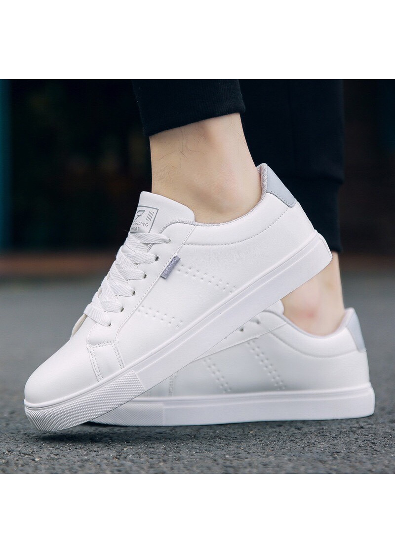 Giày thể thao nam đế bệt trắng cổ điển 2020 018 - trắng ghi - giày sneaker nam