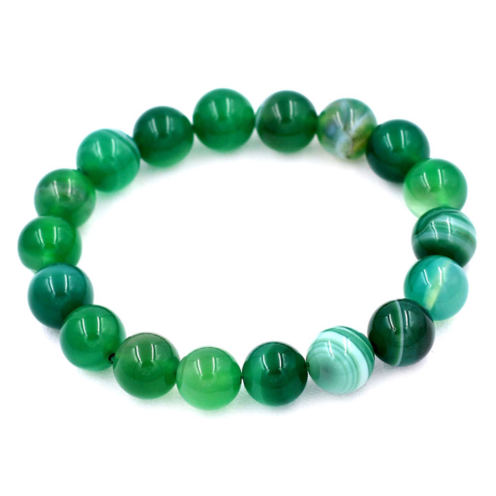 Vòng Tay Chuỗi Hạt Mã Não Xanh Lá Sọc 10 Ly 18 Hạt