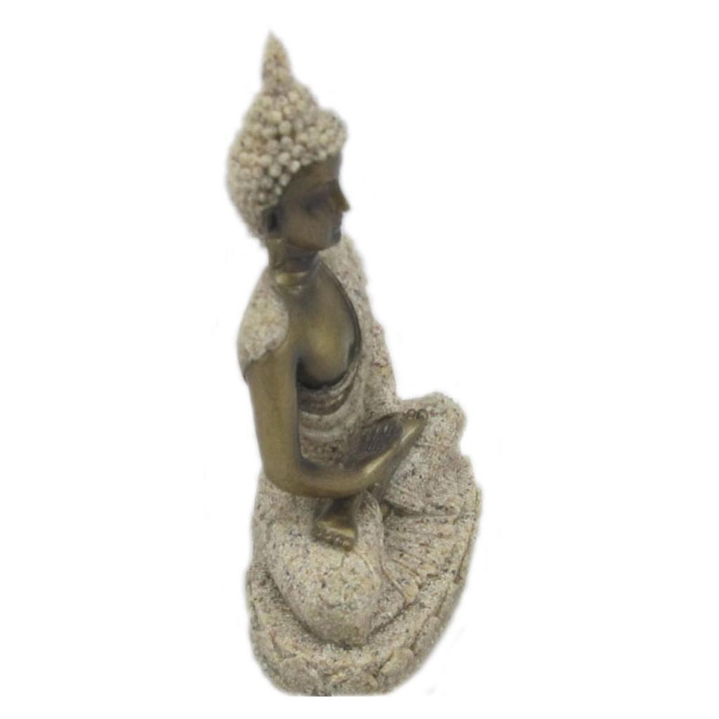 2Pieces Cottage Sandstone Meditation Buddha Statue Marble Sculpture Handmade Decor