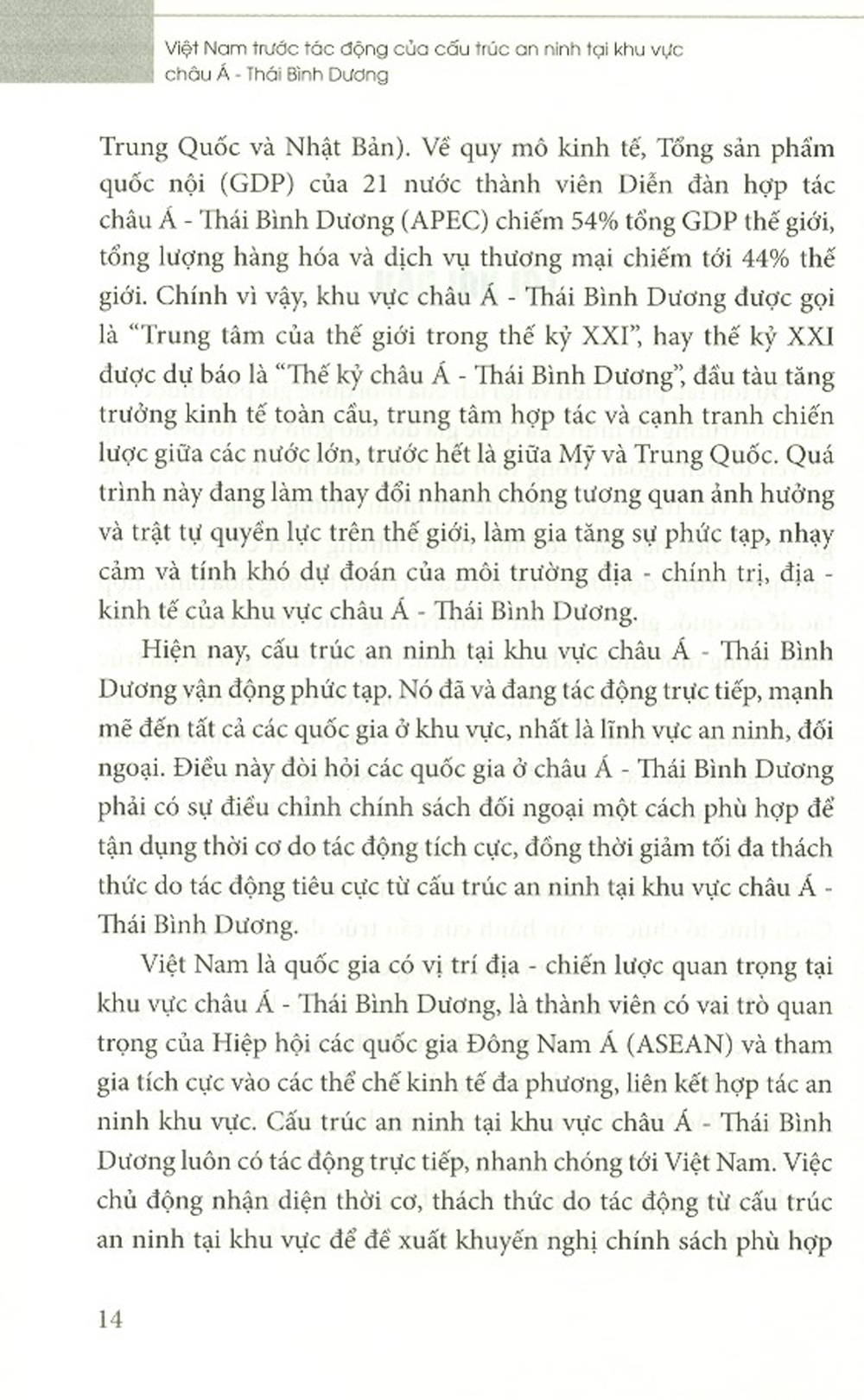 Việt Nam Trước Những Tác Động Của Cấu Trúc An Ninh Tại Khu Vực Châu Á - Thái Bình Dương