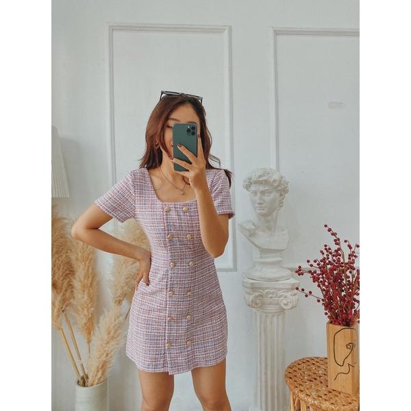 Đầm dạ ôm body vải Tweed thanh lịch