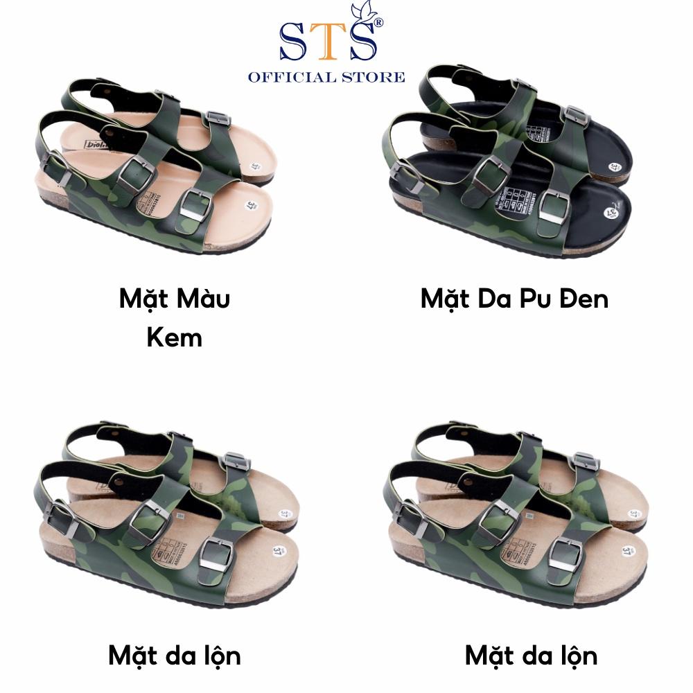 Giày Sandal Đế Trấu Mẫu Camo Rằn Ri Quai Ngang Da PU cao cấp xuất khẩu,Chống nước,dễ lau chùi CM02