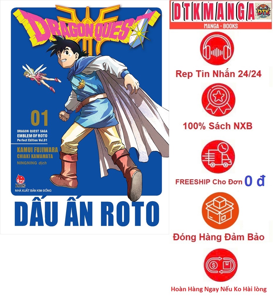 Truyện - Dragon Quest - Dấu Ấn Roto - Perfect Edition - Trọn Bộ 15 Tập Tăng kèm 3 card 3 màu - Kamui Fujiwara &amp; Chiaki Kawamata - NXB Kim Đồng