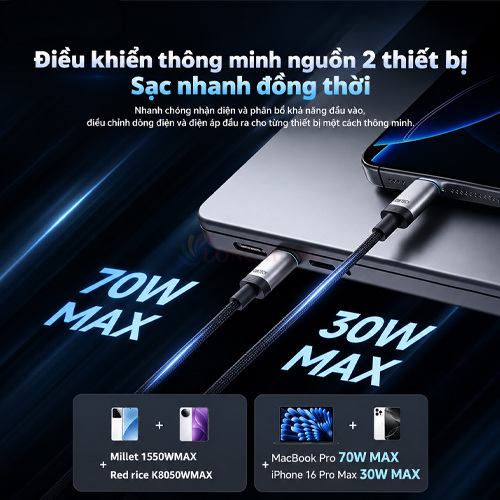 Cáp USB Type-C to Type-C Cuktech 5A 1.35m PD 100W C2C515 - Hàng chính hãng