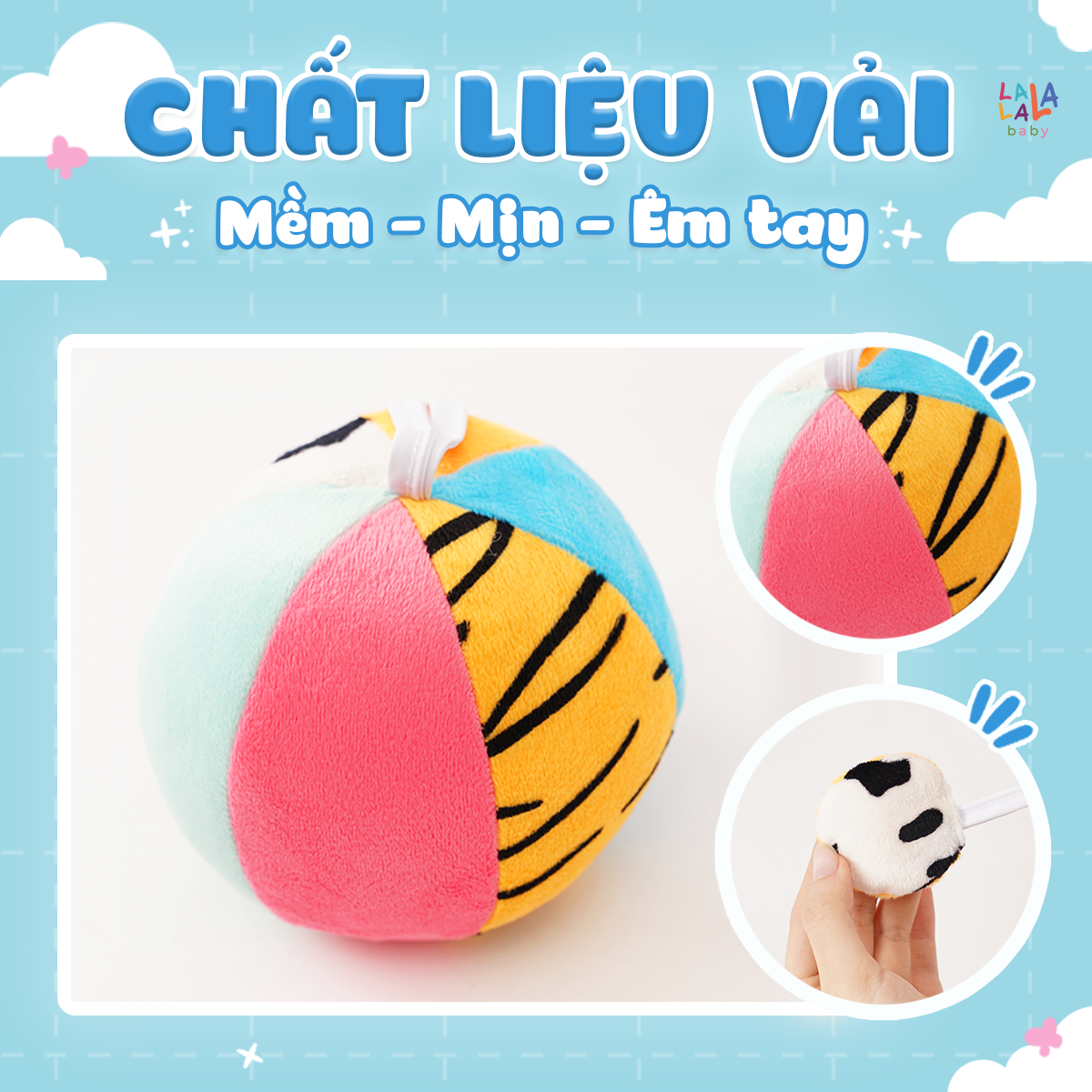 Đồ Chơi Bóng Vải Xúc Xắc Vui Nhộn Kích Thích Thị Giác Cho Trẻ Sơ Sinh Look, Look! Ball - Lalala Baby