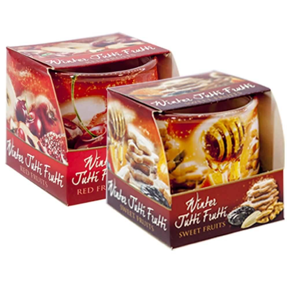 Combo 2 ly nến thơm Bartek nhập khẩu Châu Âu Winter Jutti Frutti 100g - nho, quế, lựu