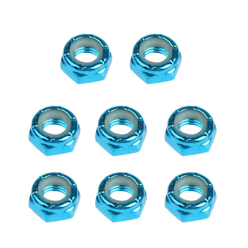 3x8pcs Skateboard Truck Wheel Axle Screw Nuts Longboard Accessories Blue