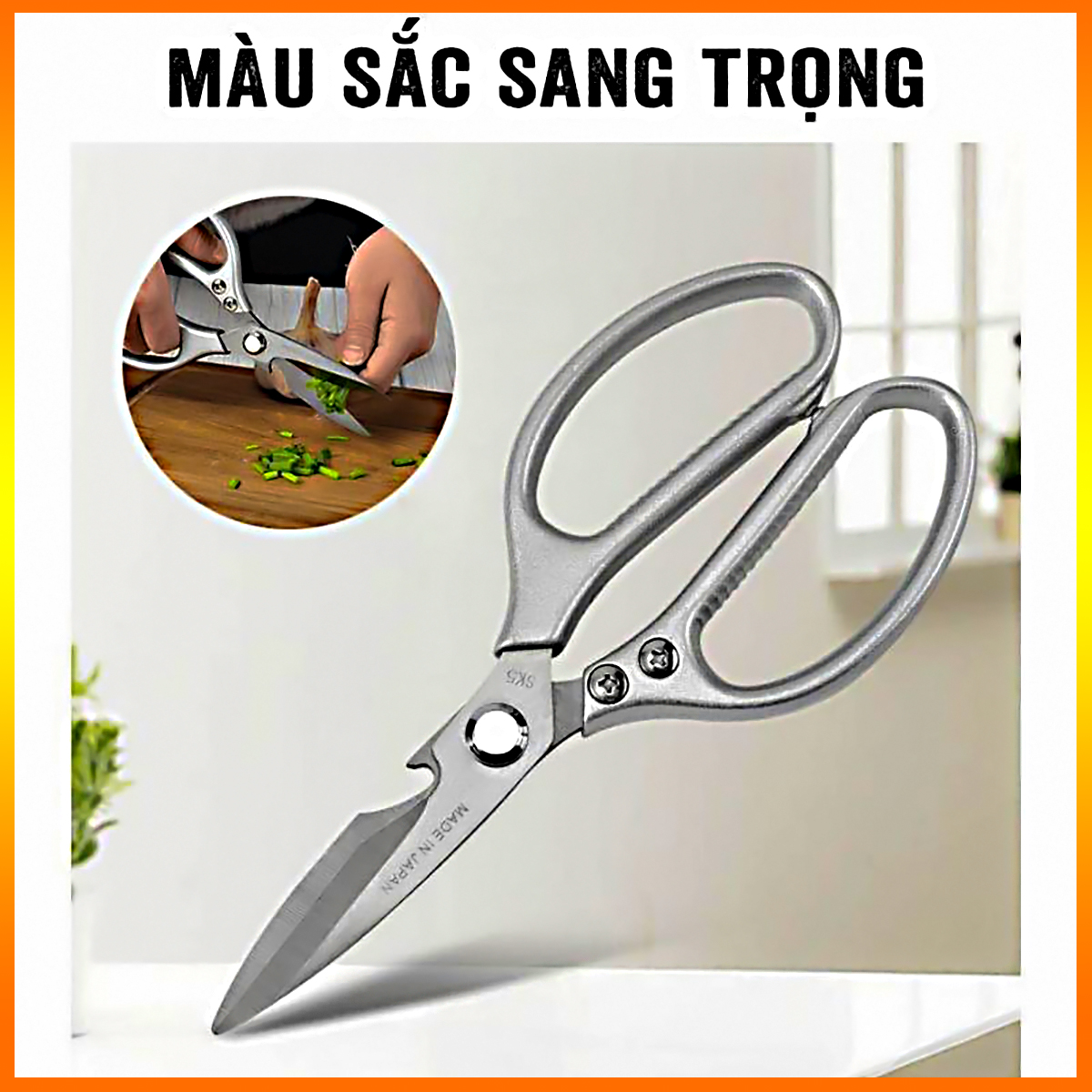 Kéo nhật sk5  làm bếp đa năng - Kéo cắt gà, cắt vịt, cắt cá, cắt vải - Hàng nội địa Zise lớn 23cm