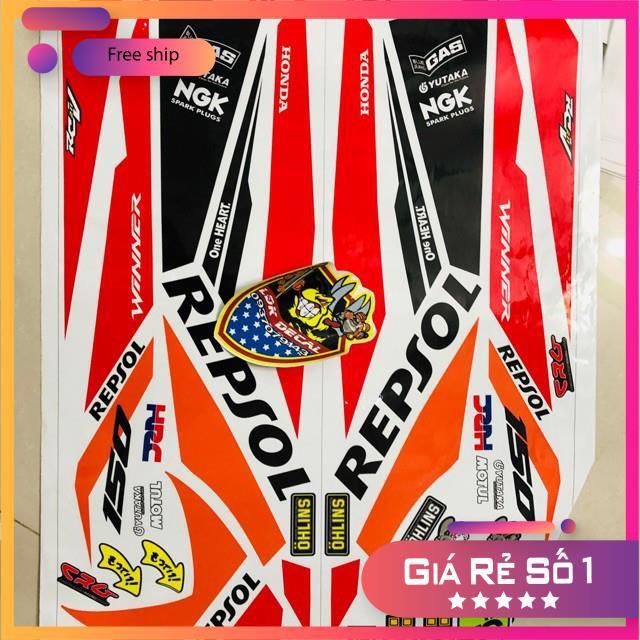 Tem rời dành cho winner Repsol đỏ cam đen dán xe trắng