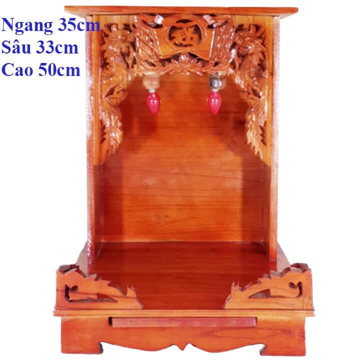 Bàn thờ thần tài ông địa gỗ xoan ngang 35cm lọng