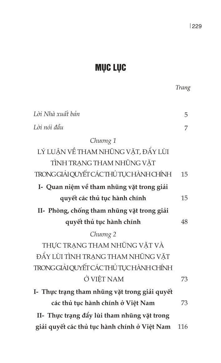 Một số giải pháp đẩy lùi tình trạng tham nhũng vặt trong giải quyết các thủ tục hành chính ở nước ta hiện nay (Sách chuyên khảo)