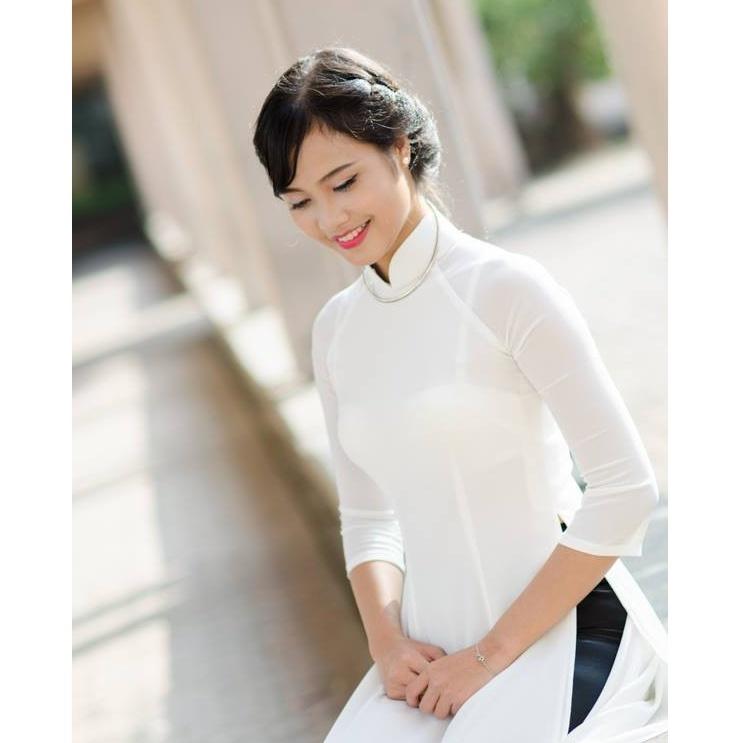 Aó Dài Truyền Thống, Aó Dài Trắng Học Sinh, Sinh Viên 2,4 Tà Chiffon Cho Các Chị Em