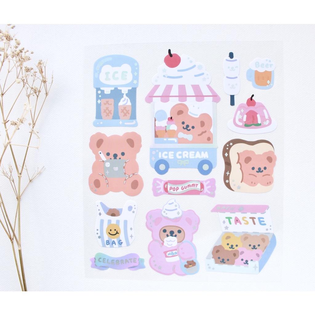 Tấm Sticker Hình Dán Gấu Twinkle Bear Kháng Nước