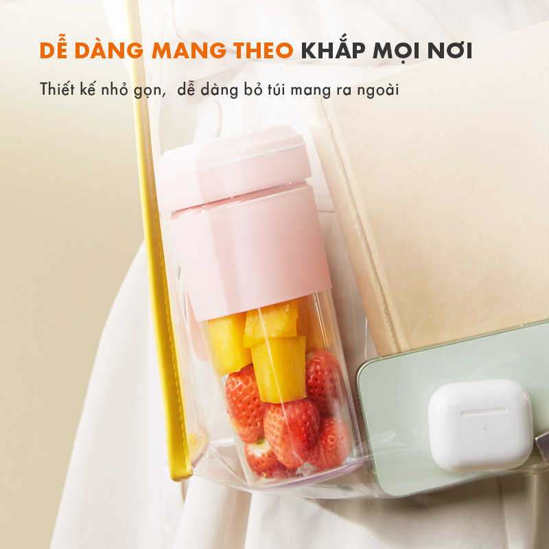 Máy xay sinh tố cầm tay Gaabor GF-M03D dung tích 300ml nhỏ gọn pin sạc cổng USB tiện lợi - Hàng chính hãng