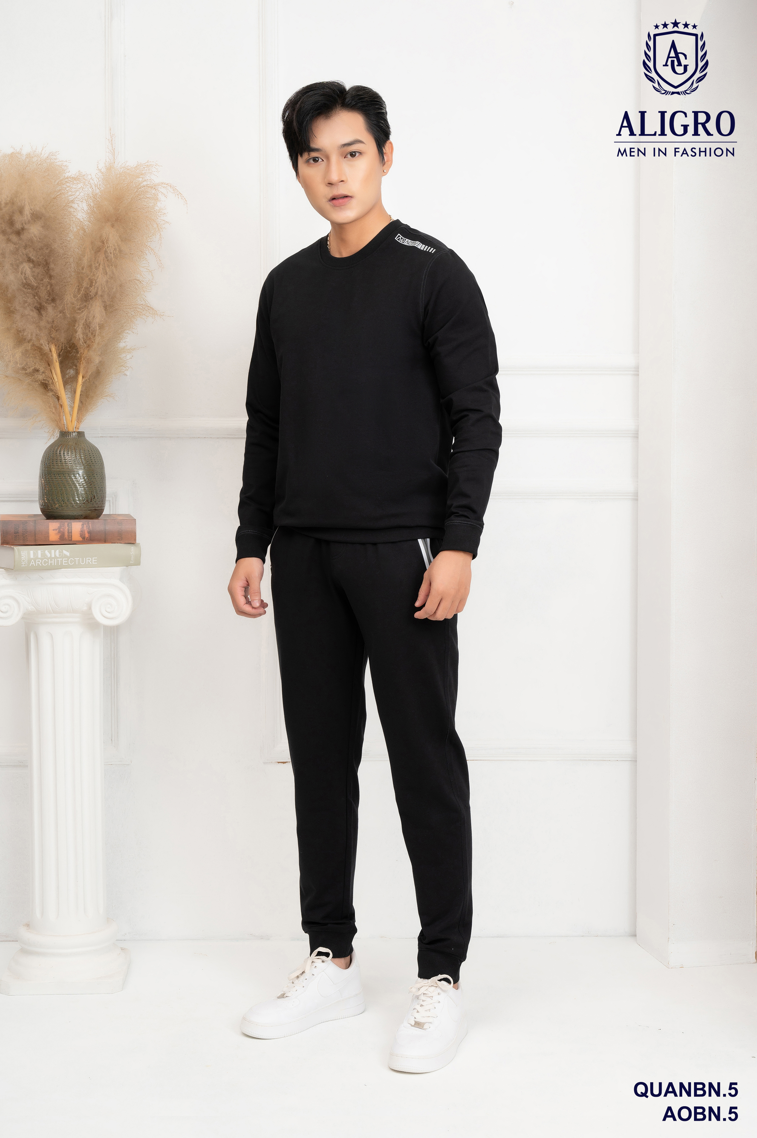 Bộ nỉ nam Aligro màu đen BN5
