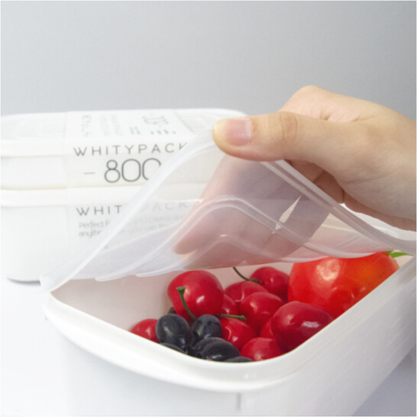 Hộp đựng thực phẩm tủ lạnh bằng nhựa nắp dẻo 350ml, 700ml, 1600ml Whity Pack hàng nội địa nhật Bản AD21