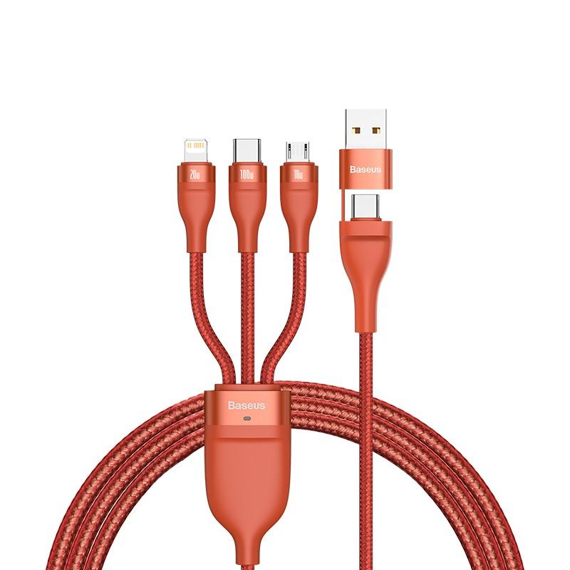 Cáp sạc đa năng 6 trong 1 Baseus Flash Series Two-for-three Data Cable U+C to M+L+C 100W LV874-Hàng chính hãng