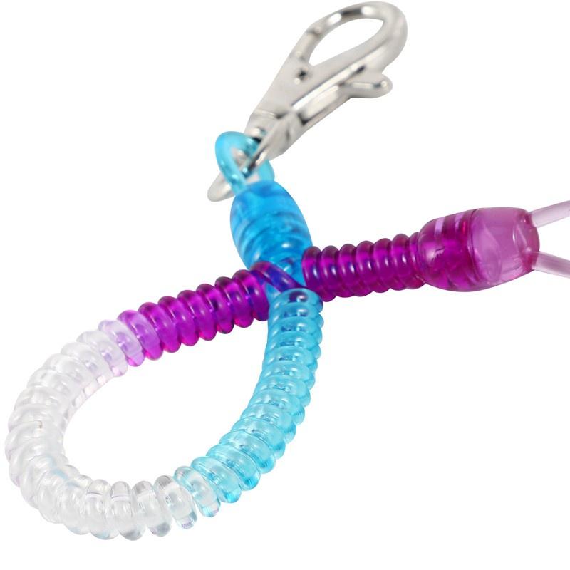 Lobster Hook Purple Blue Spring Stretchy Coil Keyring Keychain Strap Rope Cord