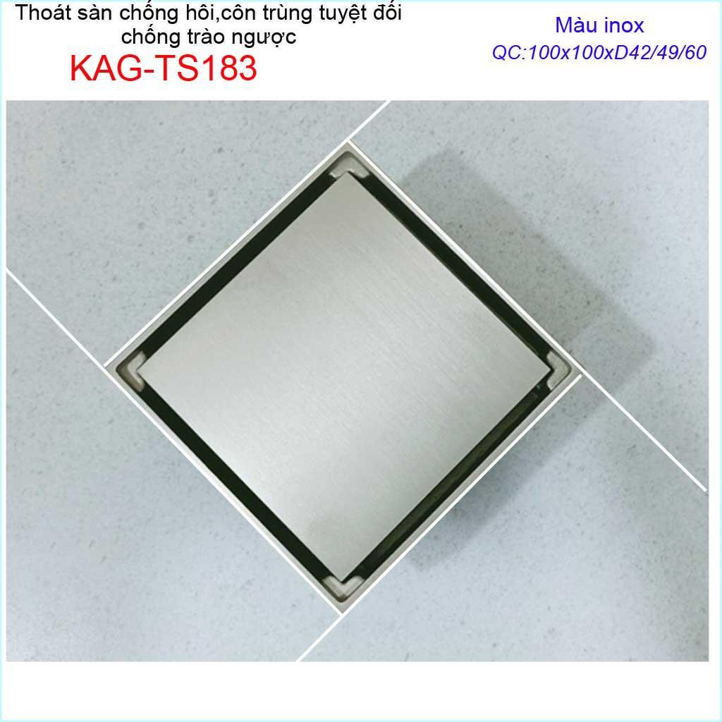 Thoát sàn chống hôi KAG-TS183- màu inox, phễu thoát sàn chống trào, thoát sàn chống côn trùng