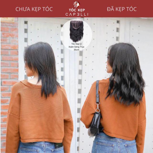 Tóc giả nữ đẹp kẹp U nửa đầu xoăn trục ngắn ku17