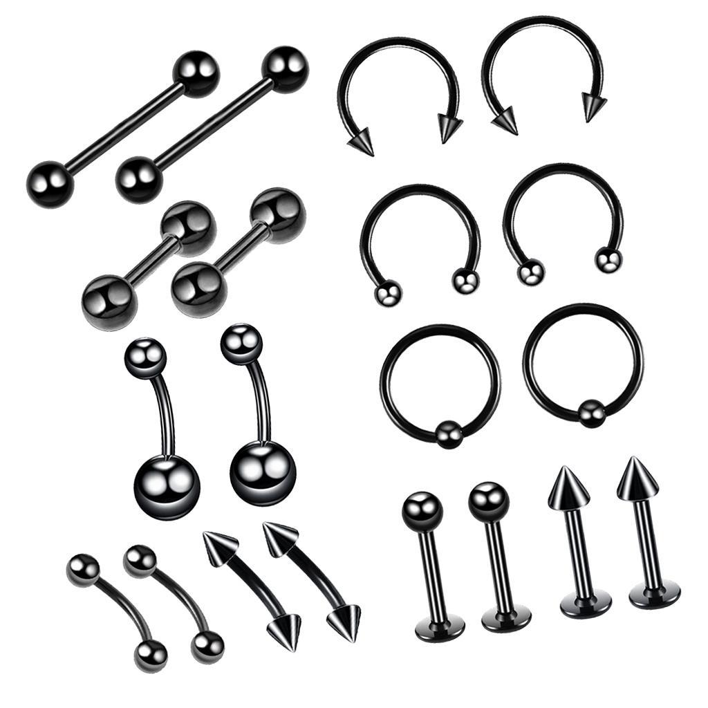 20Pcs Nose Lip Eyebrow Navel Belly Piercings 6mm