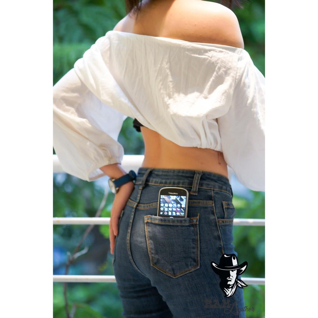 Dây đồng hồ da bò thật RAM Leather classic 1963 xanh blue coban handmade