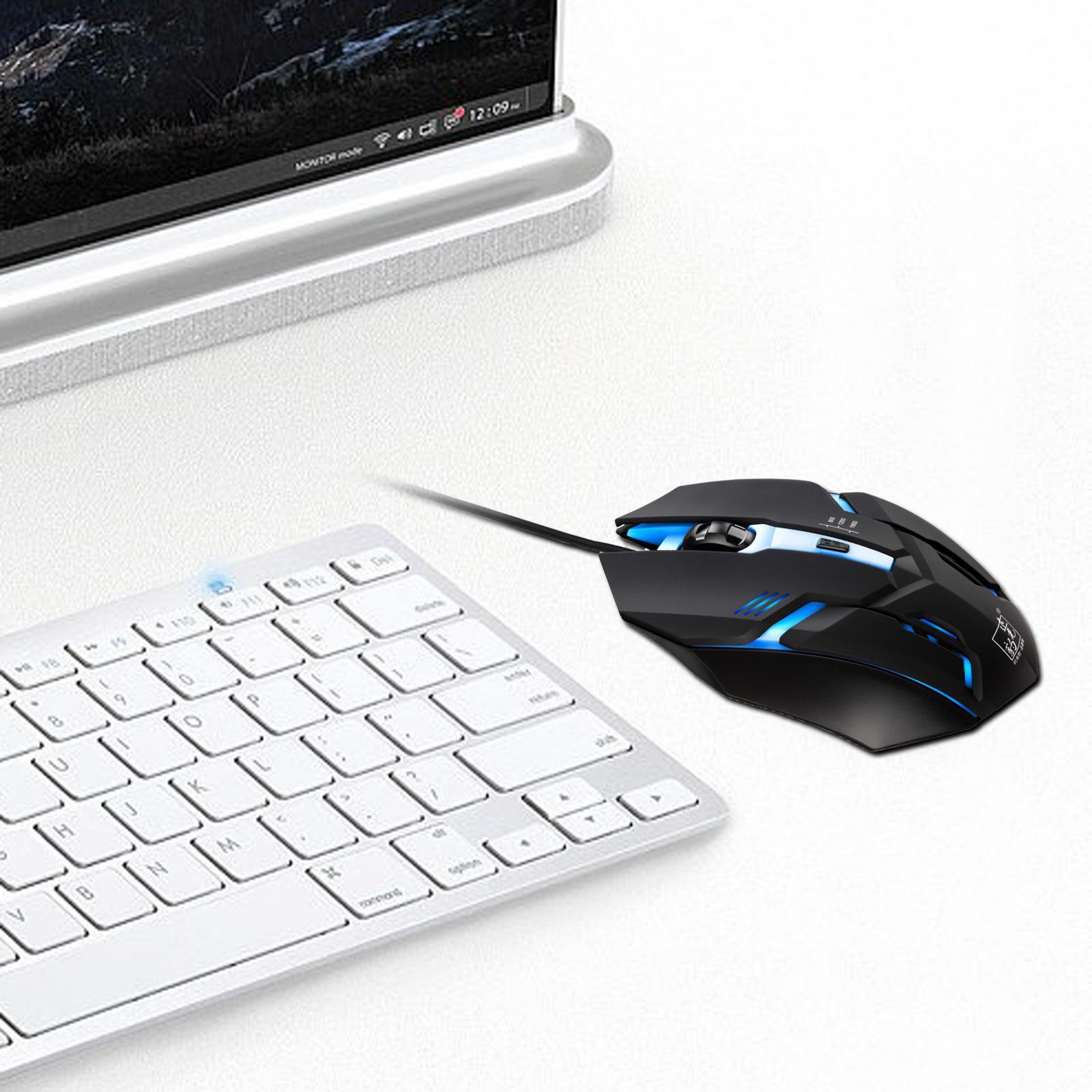 USB Wired Gaming Mouse Breathing Lights 4 Button PC Laptop Computer 1600 DPI