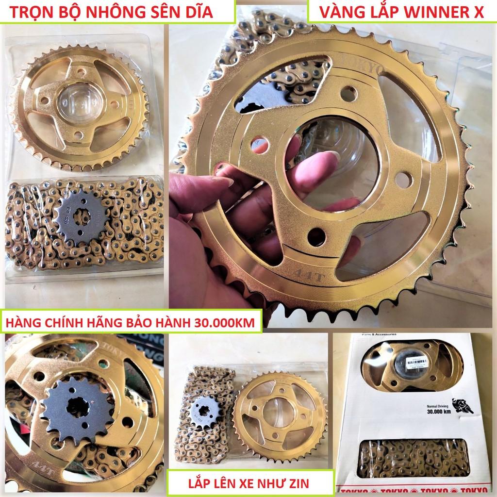 Trọn bộ nhông sên dĩa vàng Winner X loại dày đẹp lắp chuẩn không cần độ chế