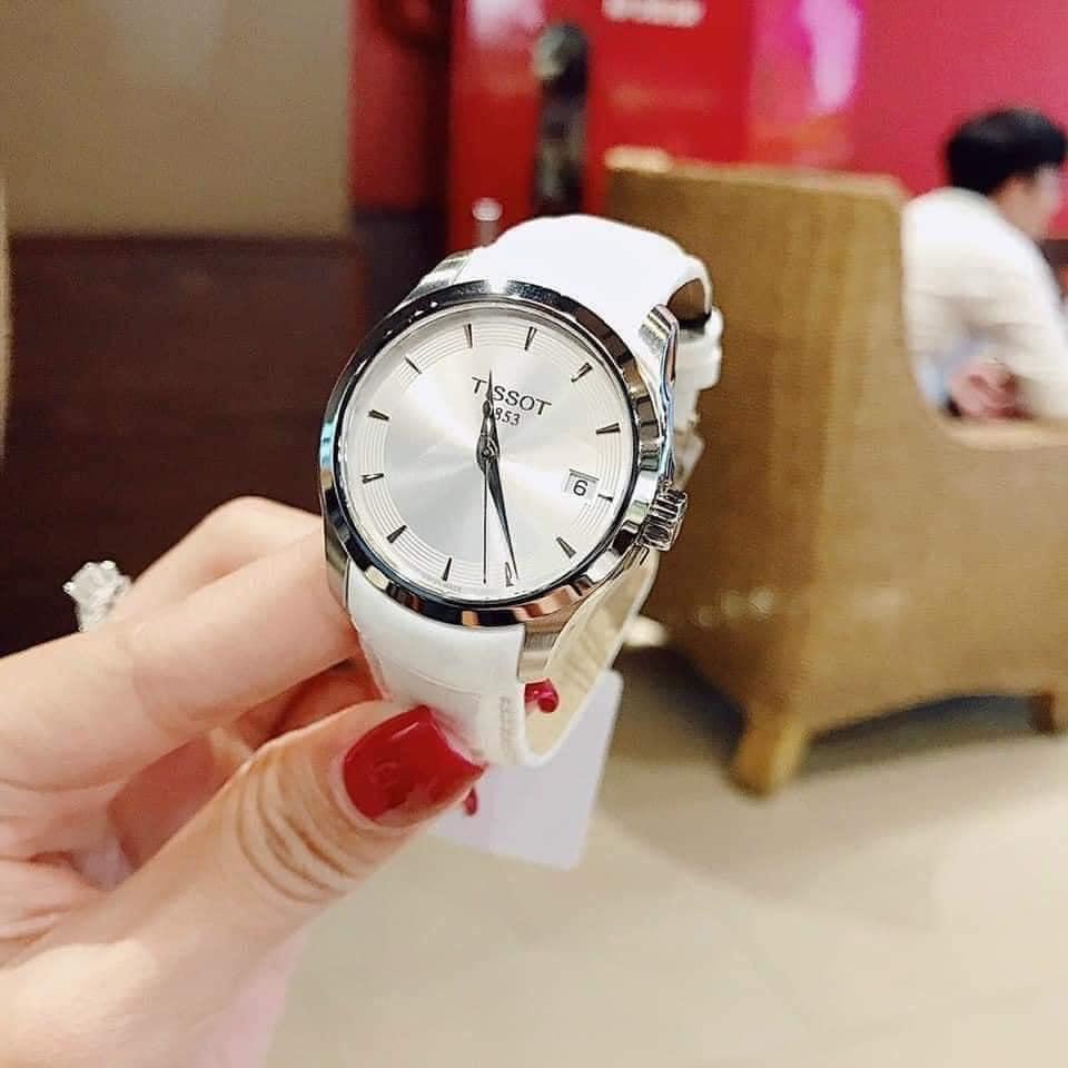 Đồng Hồ Nữ Tissot Couturier T0352101603100 Dây Da Trắng (Size 32mm)