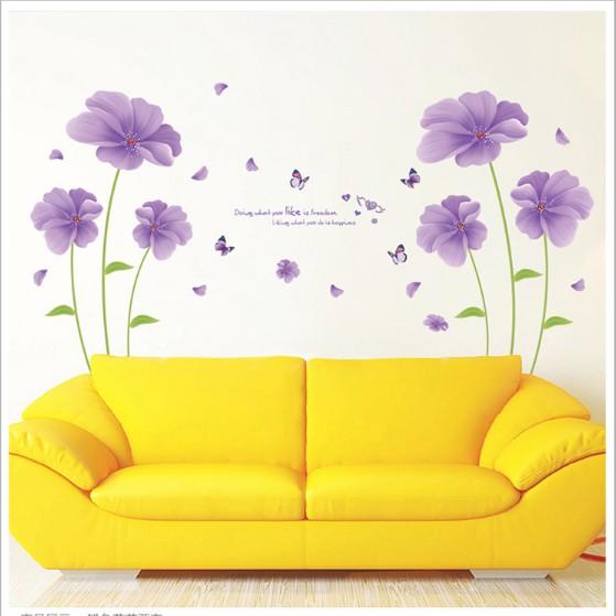 Decal trang trí tường Hoa Tím lớn