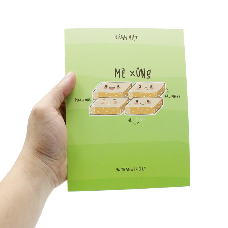 Combo 10 Tập Học Sinh Bánh Việt - Miền Nam - 4 Ô Ly - 96 Trang 80gsm - The Sun 05 - Mè Xửng - Tặng Nhãn Vở Kèm Sticker