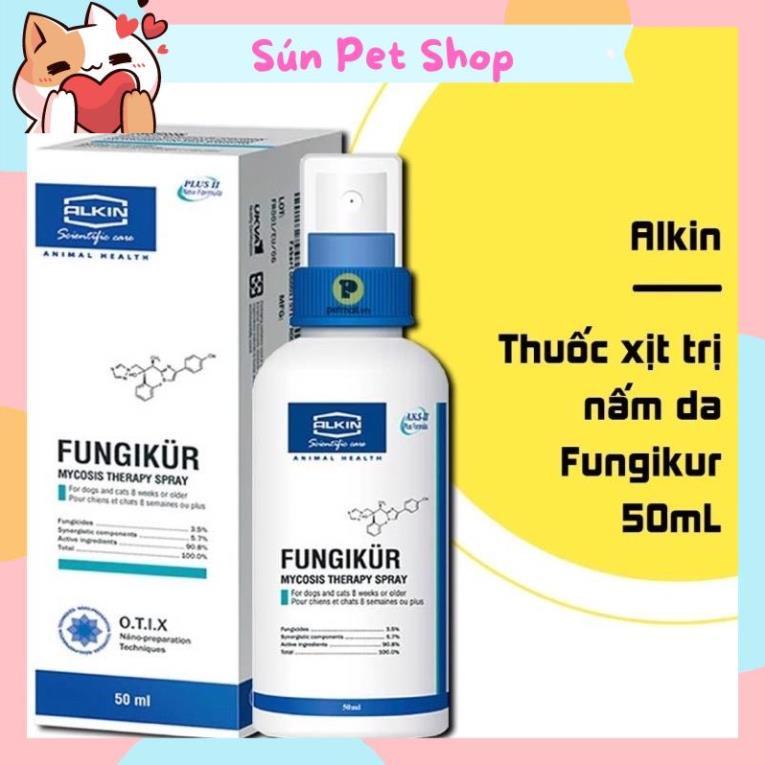 Xịt nấm ngứa, ve rận, ghẻ ngứa và viêm da cho chó mèo Fungikur (50ml)