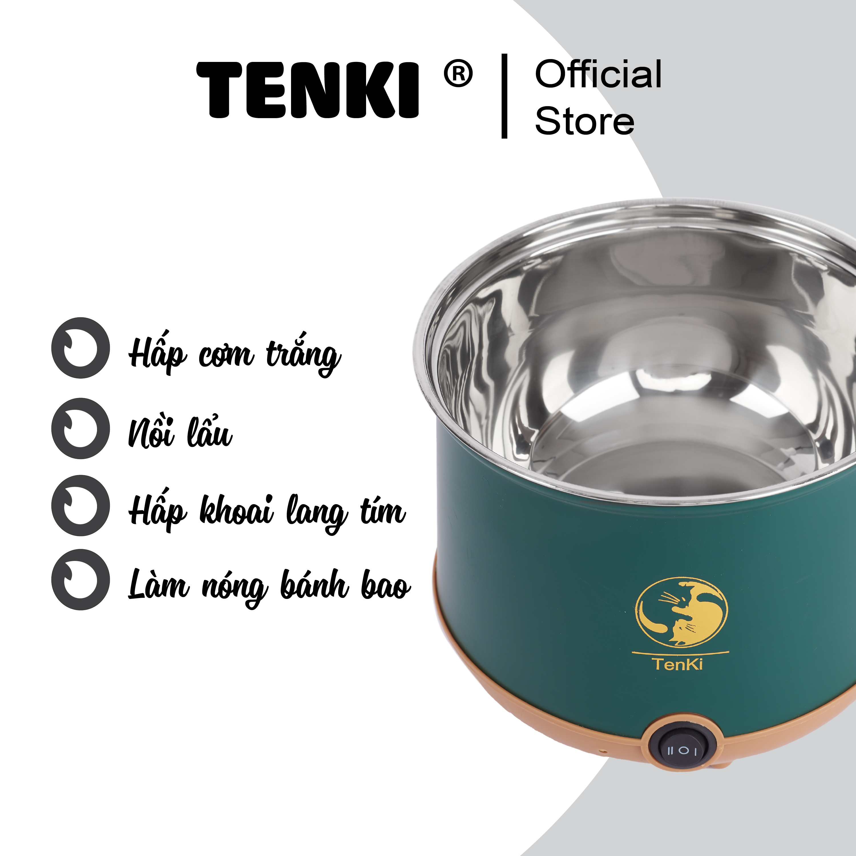 Nồi lẩu điện mini TENKI SD-05 2 tầng đa năng tặng xửng hấp inox - hàng nhập khẩu