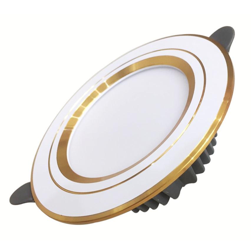 Đèn âm trần led 9W 3 chế độ màu đế đúc