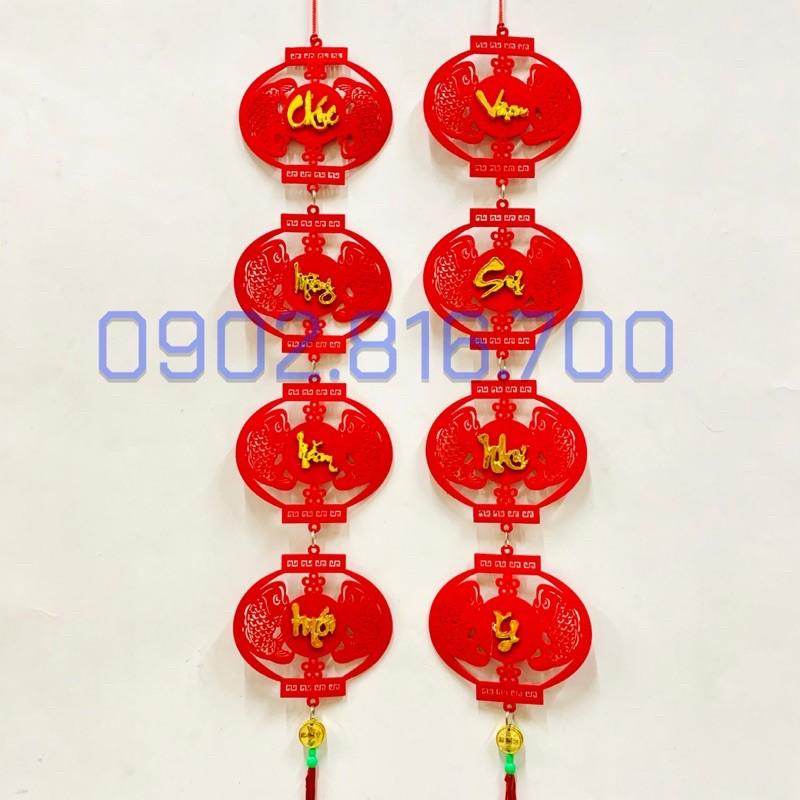 Câu đối nhung đỏ-Liễng nhung đỏ - Dây treo nhung đỏ CHÚC MỪNG NĂM MỚI-AN KHANG THỊNH VƯỢNG-VẠN SỰ NHƯ Ý trang trí tết