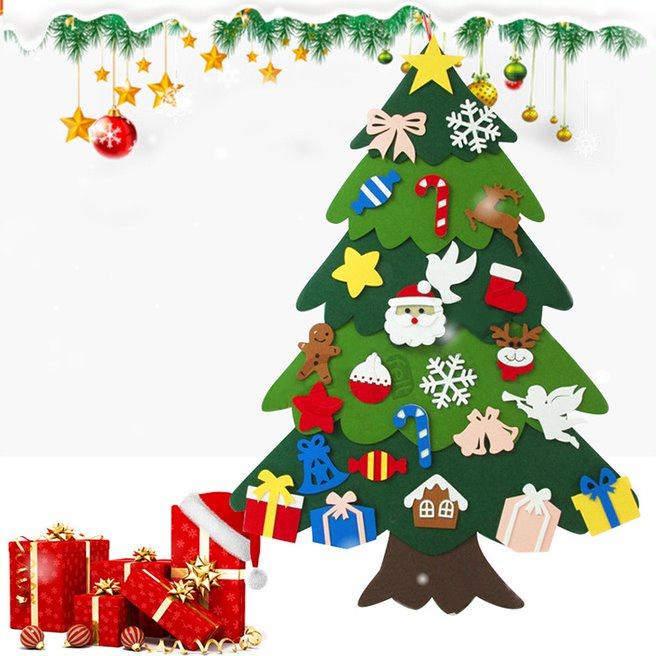Cây thông 2 lớp noel dán treo tường mẫu mới năm 2021 – Cây thông kèm miếng dán vải nỉ trang trí giáng sinh – 01122