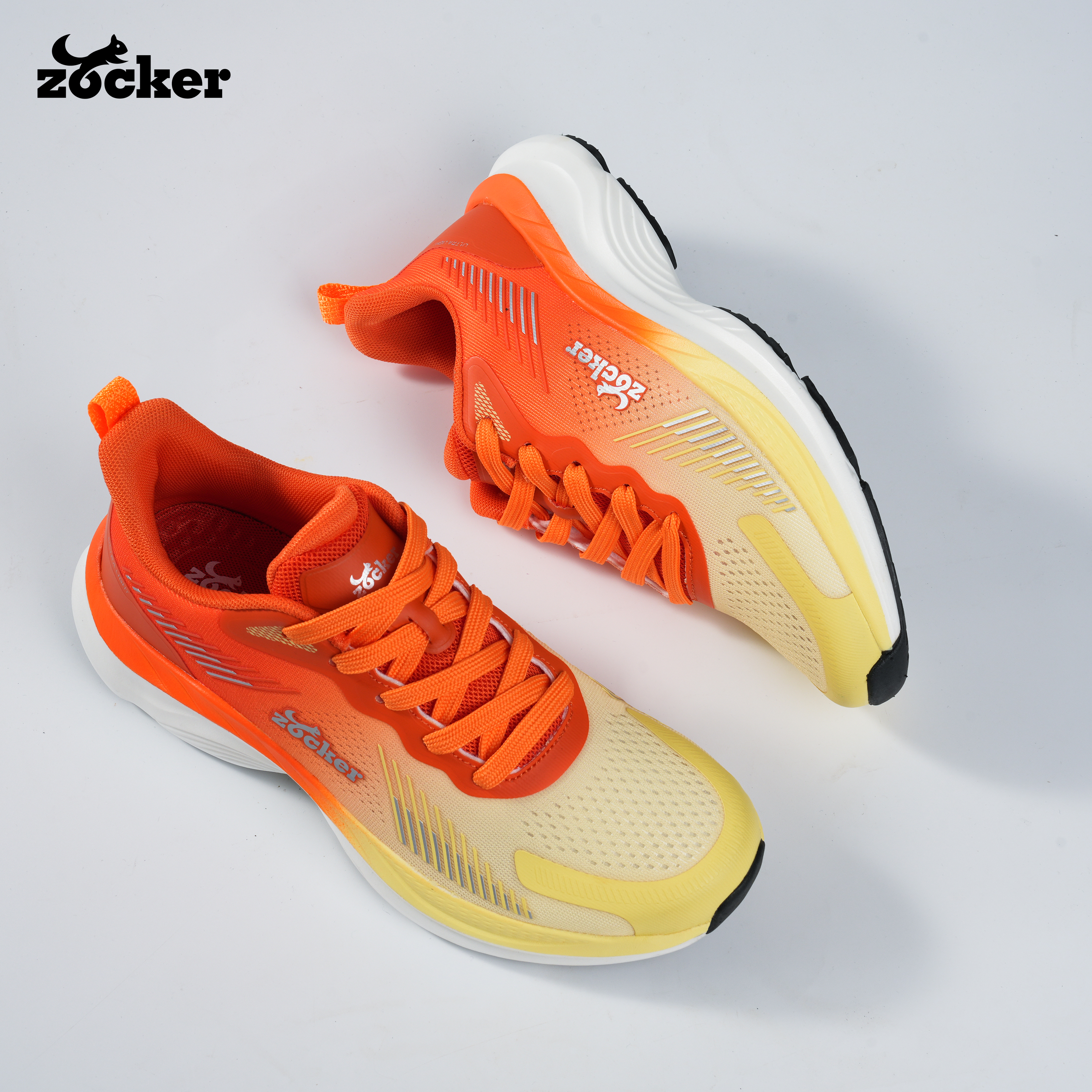 Giày chạy bộ Zocker ZCB ULTRA LIGHT Pale yellow/orange, Siêu Nhẹ, Siêu Bền, Siêu Nảy, Tặng Kèm Tất Dệt Kim Cao Cấp