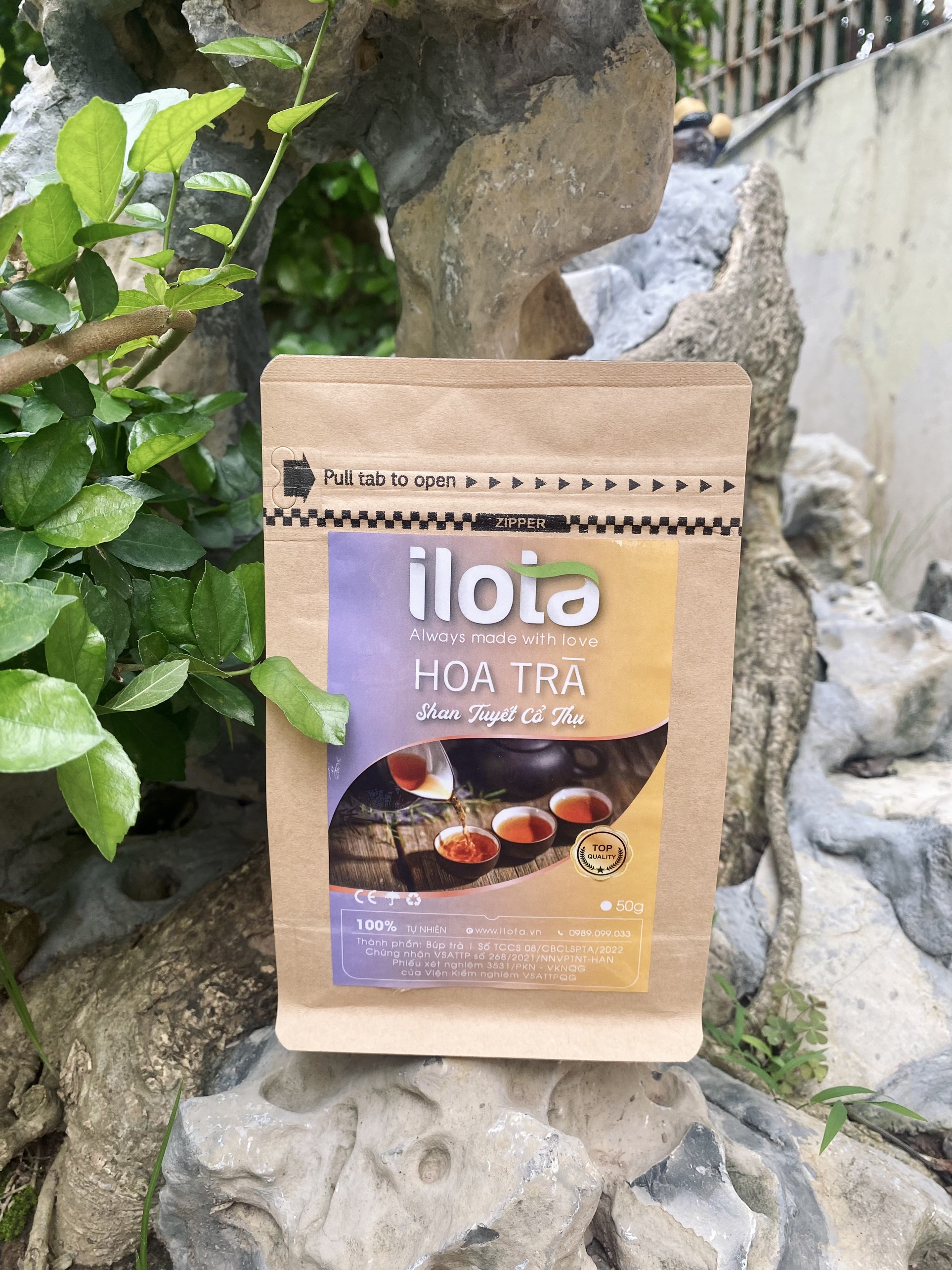 Hoa Trà Shan Tuyết Cổ Thụ đỉnh Tây Côn Lĩnh Hà Giang loại 1 túi 50gr