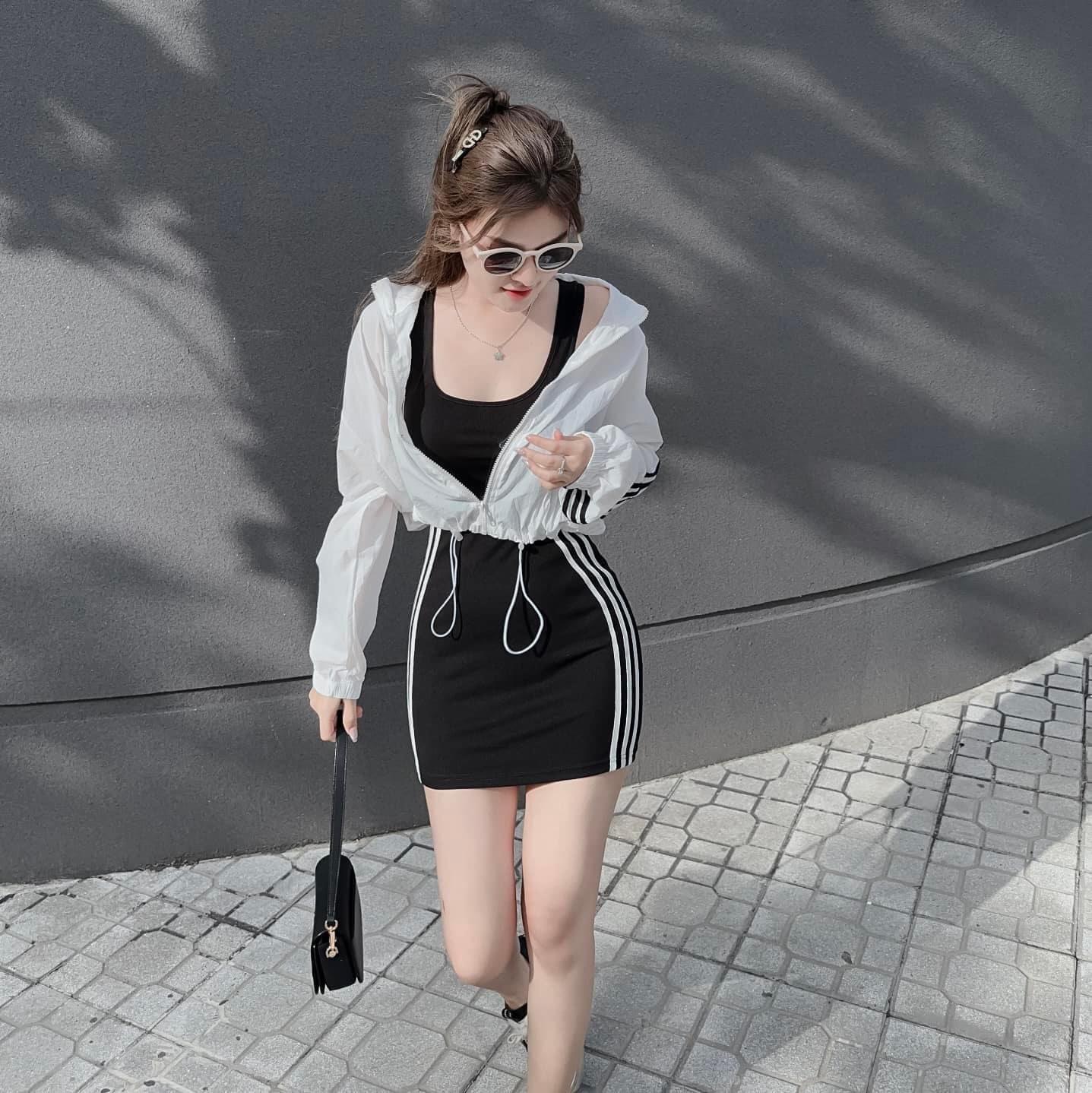 SET ĐI CHƠI, SET 2 MÓN ĐẦM ÔM BODY PHỐI ÁO KHOÁC GIÓ CỰC HOT